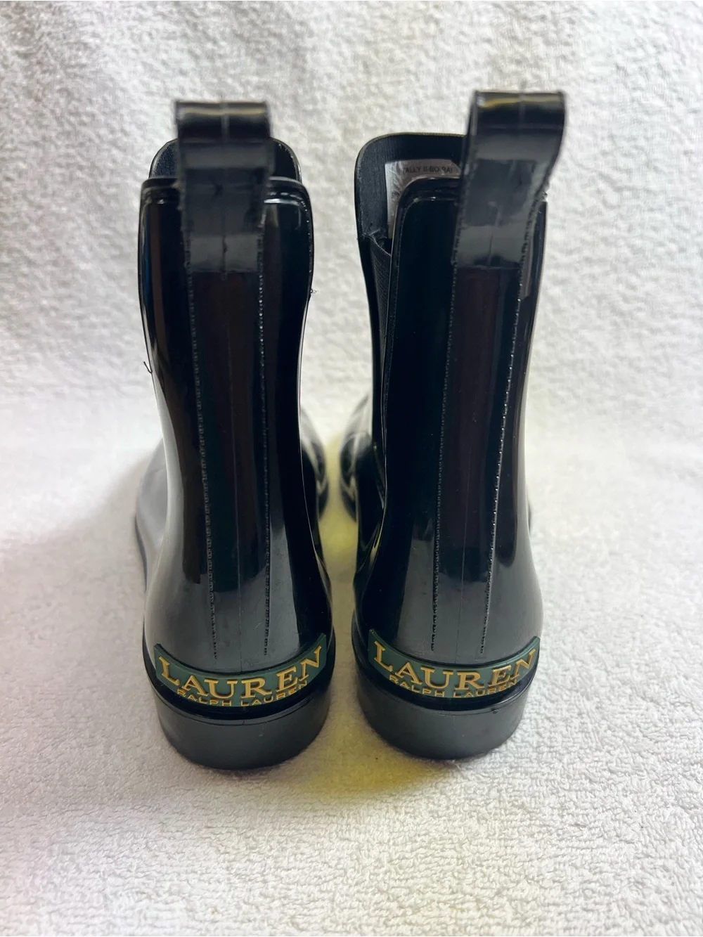 Ralph Lauren Black Rain Boots Chelsea Style Women’s Size 8